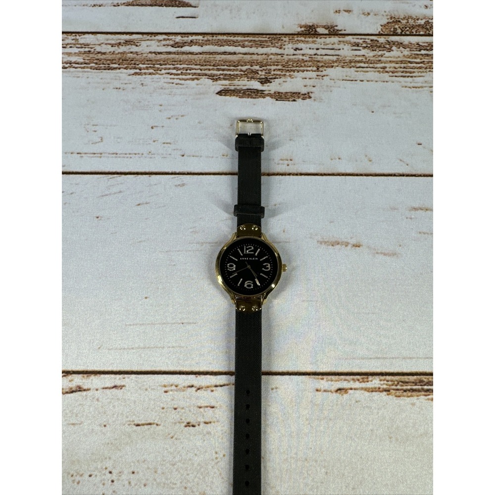 Anne Klein AK1614Y121E Black Gold Tone Silicone Women's Watch Needs Battery